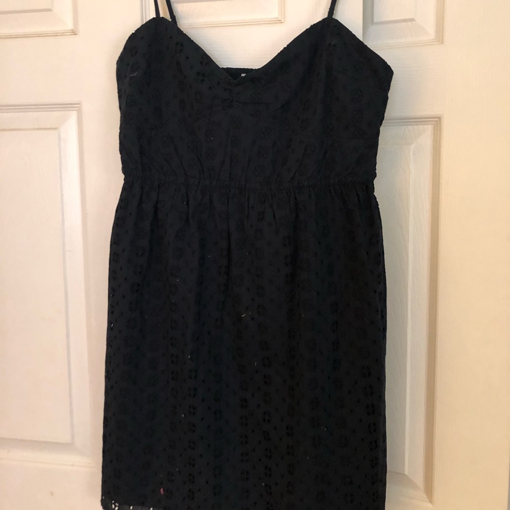 J Crew eyelet navy blue summer dress